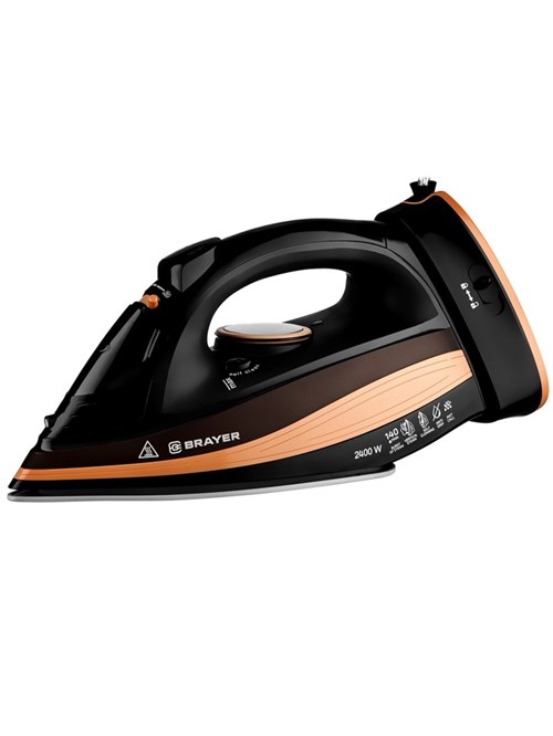 Утюг паровой BRAYER 4010BR, 2400 Вт, керамическая подошва, 320 мл, беспроводной, коричневый 10893561
